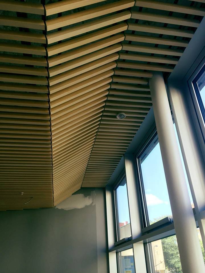 Geometriskt designundertak med ribbtak